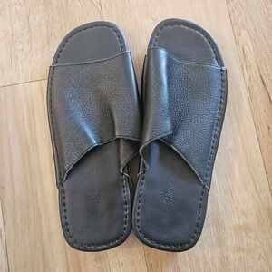 Tommy Bahama San Emilio Men's Size 10 M Black Leather Slip On Slide Sandals